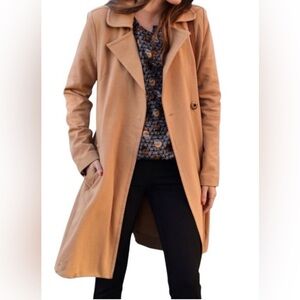 Cabi Wrap/Trench Coat, Sz. S, Camel Color, Belt Included, 1 Snap Closure